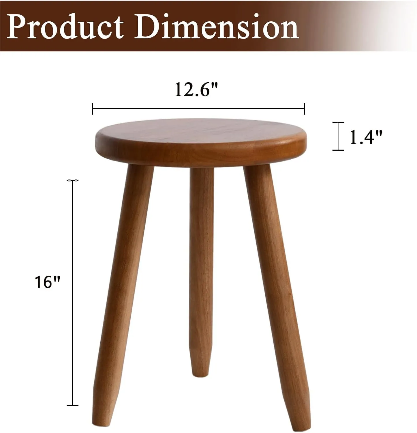 Rubber Wood Plant Stand & Small Stool, 12.6' Multi-Functional Natural Wood Stool for Home, Living Room, Bedroom, or Garden (16" Tall)