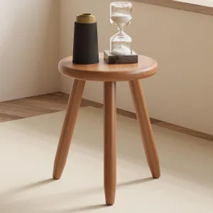 Rubber Wood Plant Stand & Small Stool, 12.6' Multi-Functional Natural Wood Stool for Home, Living Room, Bedroom, or Garden (16" Tall)