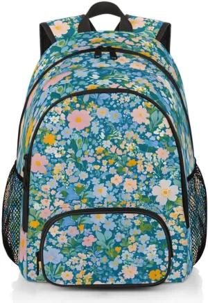 Rustic Wildflower Bush Backpack for Women Men Travel Casual Daypack Laptop iPad Tablet Shoulder Bag Lightweight Backpack with Multiple Pockets