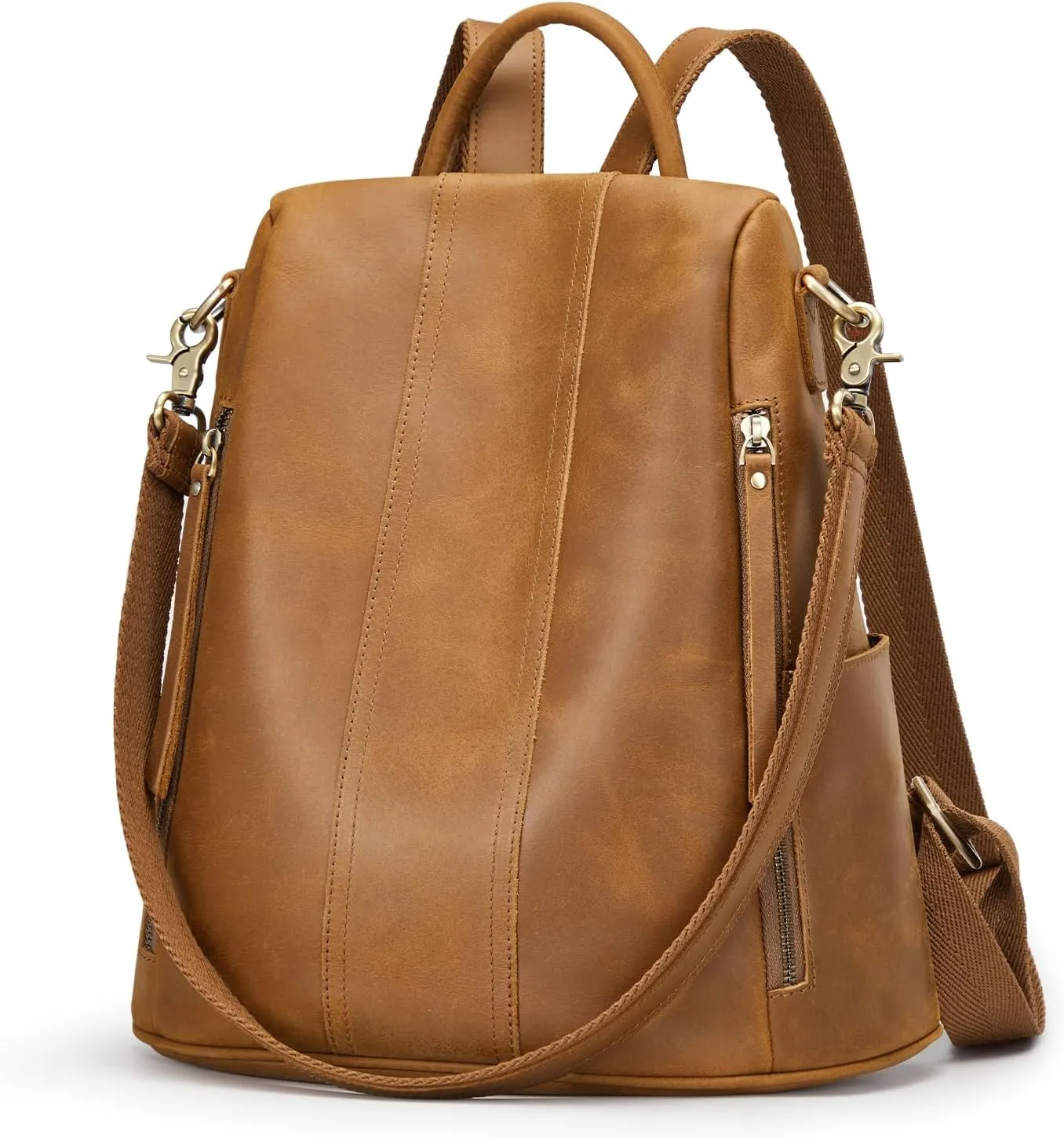 S-ZONE Leather Backpack Purses for Women Antitheft Rucksack Shoulder Bag Medium