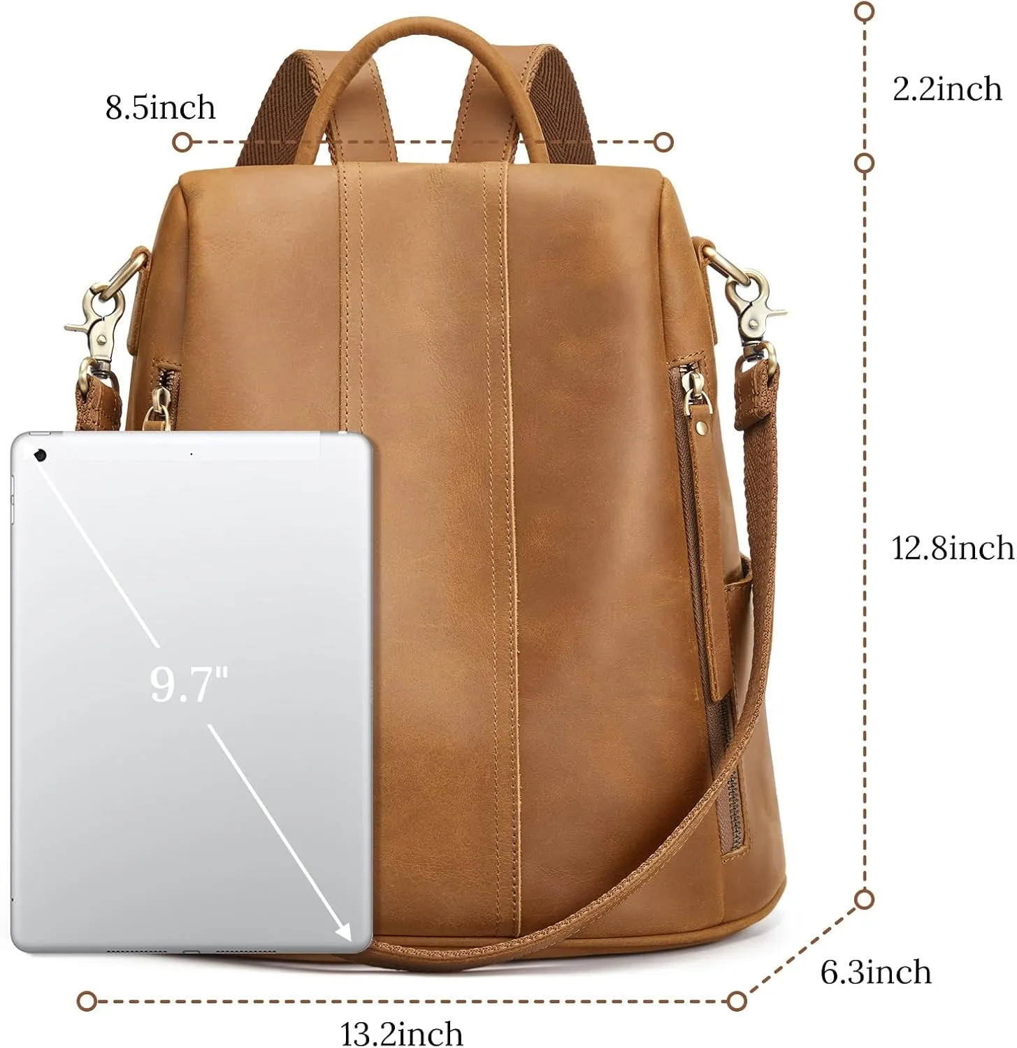 S-ZONE Leather Backpack Purses for Women Antitheft Rucksack Shoulder Bag Medium