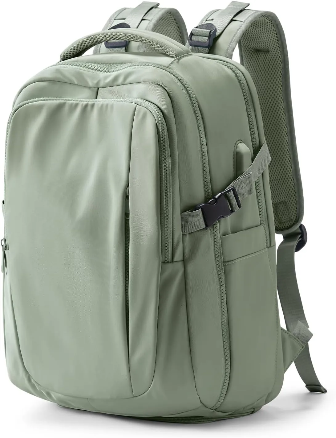 Sage Green Travel Backpack for Women Mens Backpack Carry On Flight Approved personal item bag, 14 Inch Anti Theft Laptop Backpack Waterproof for Weekender Traveling Hiking