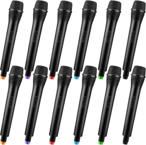Sanwuta 12 Pcs Fake Microphone Prop Toy Plastic Microphone Prop Halloween Play Pretend Toy for Karaoke Costume Cosplay Reporter Stage Birthday Party Favors, 10.4 in