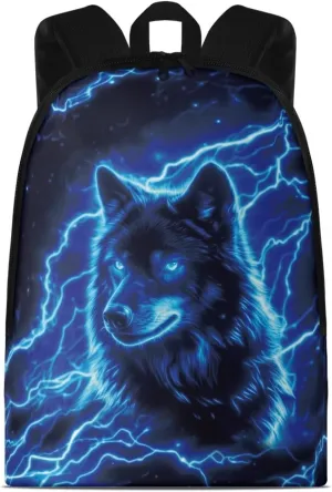 School Backpack for Teens-Classic Shoulder Bag Lightning Wolf Water Resistant Durable and Lightweight with Adjustable Buckle and Zipper Can Put 12 Inch Tablet PC for Commuting School