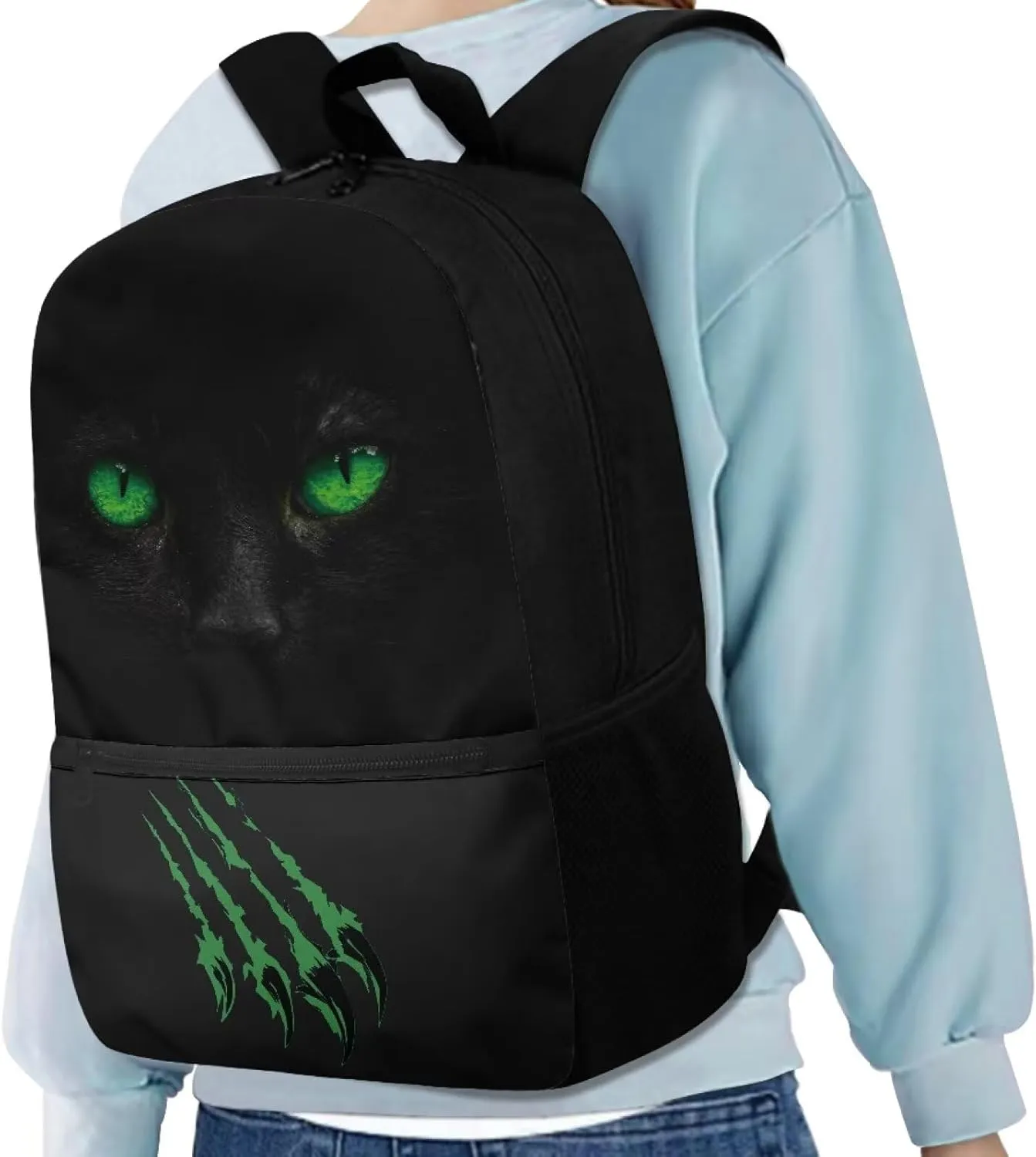 School Shoulderbag for Teens Classic Backpack Black Panther Durable and Lightweight 1 Main Compartment with Double Zipper Can Put 14 Inch Laptop for Working