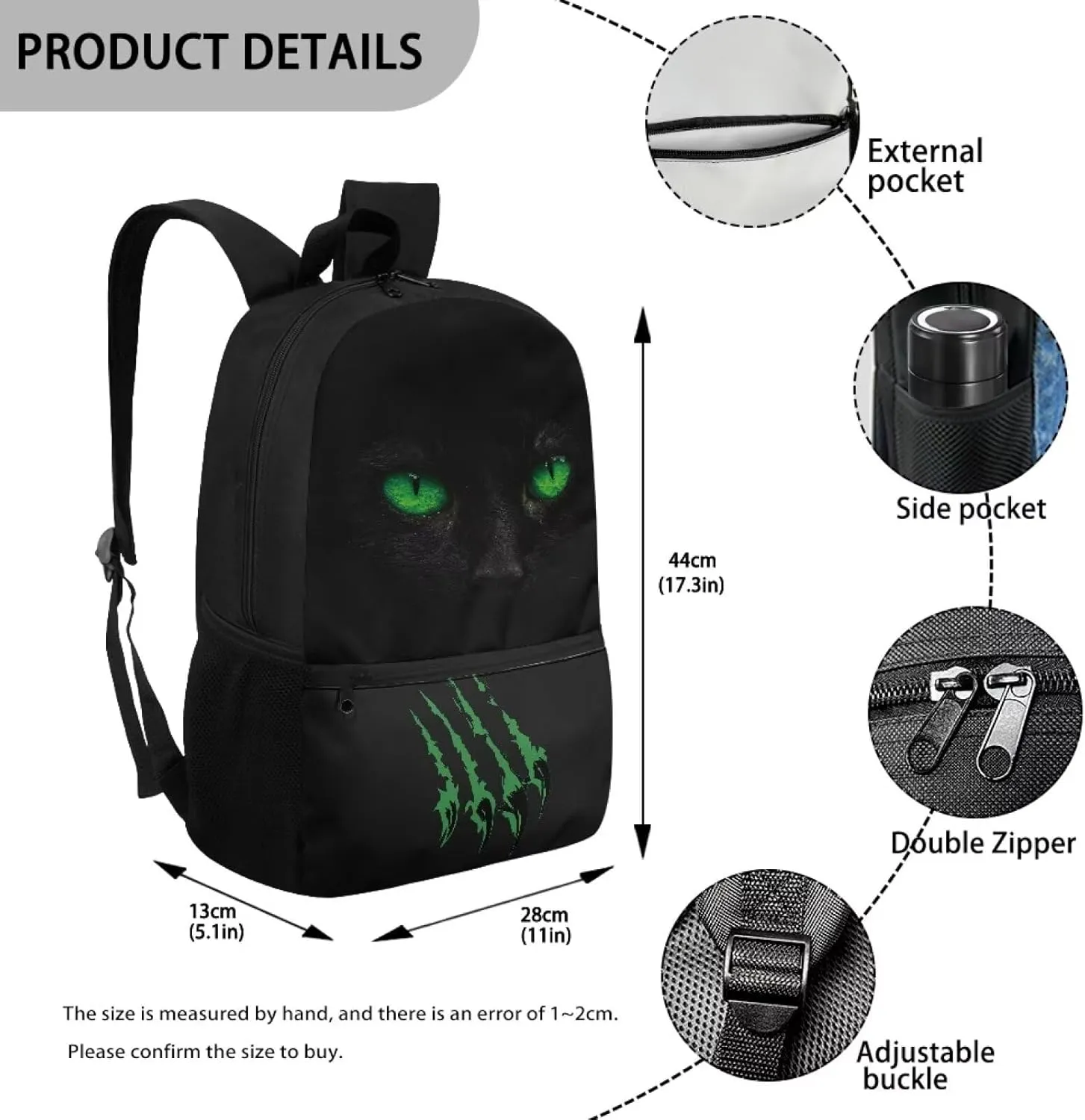 School Shoulderbag for Teens Classic Backpack Black Panther Durable and Lightweight 1 Main Compartment with Double Zipper Can Put 14 Inch Laptop for Working