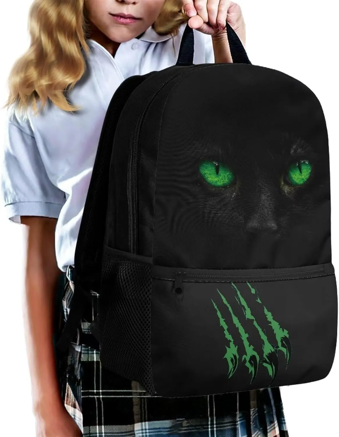 School Shoulderbag for Teens Classic Backpack Black Panther Durable and Lightweight 1 Main Compartment with Double Zipper Can Put 14 Inch Laptop for Working