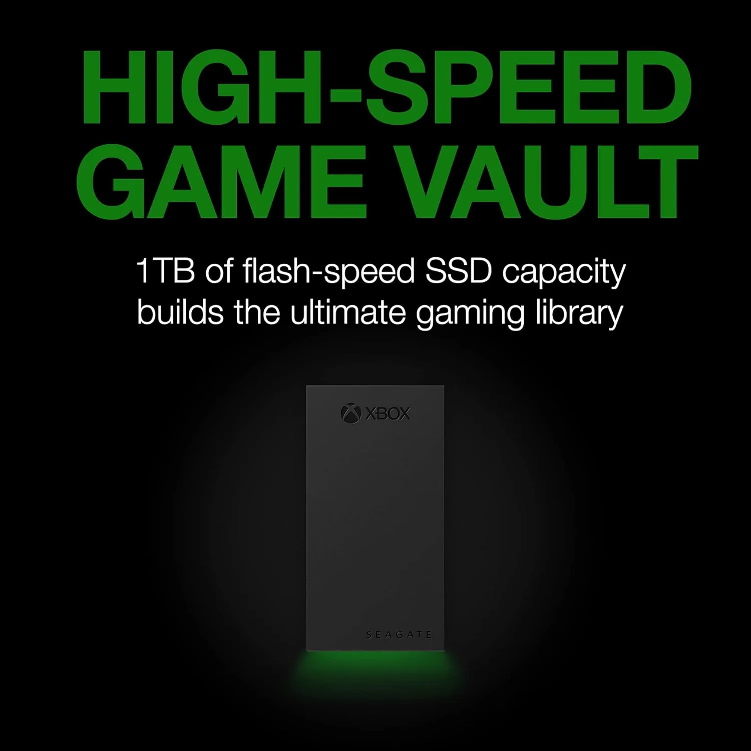 Seagate Game Drive SSD for Xbox 1TB External Solid State Drive - 3.5 Inch, USB 3.2 Gen 1, with built-in Green LED and Rescue Services (STLD1000400)