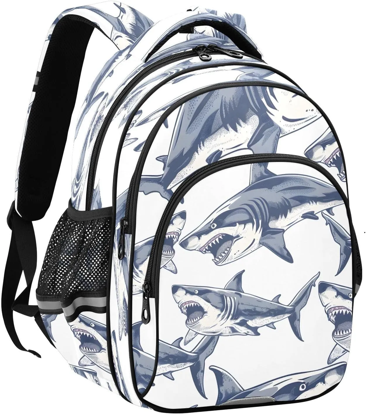 senya Backpack Toddler School Book Bag for Girls Boys Kids Travel Bag Angry Shark 8-14 Years Old