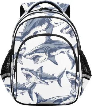 senya Backpack Toddler School Book Bag for Girls Boys Kids Travel Bag Angry Shark 8-14 Years Old