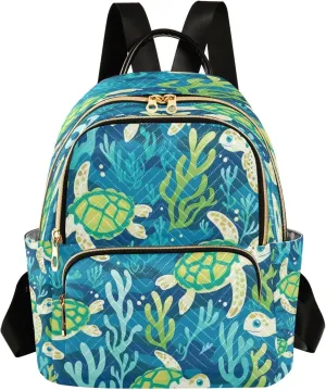 senya Seaweed Turtles Women Backpack Purse Travel Daypack Shoulder Bag