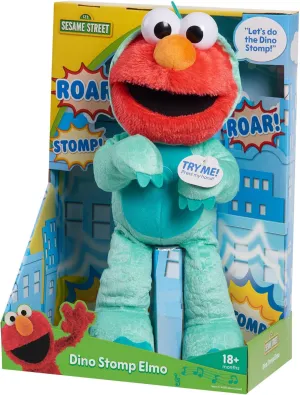 SESAME STREET Dino Stomp Elmo 13-Inch Plush Stuffed Animal Sings and Dances, Kids Toys for Ages 18 Month by Just Play