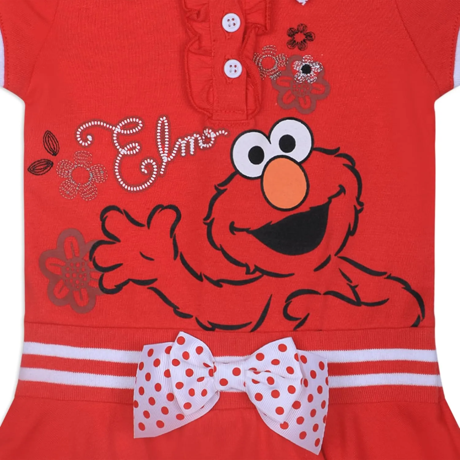 Sesame Street Elmo Girls’ Polo Dress for Infant and Toddler – Red/White