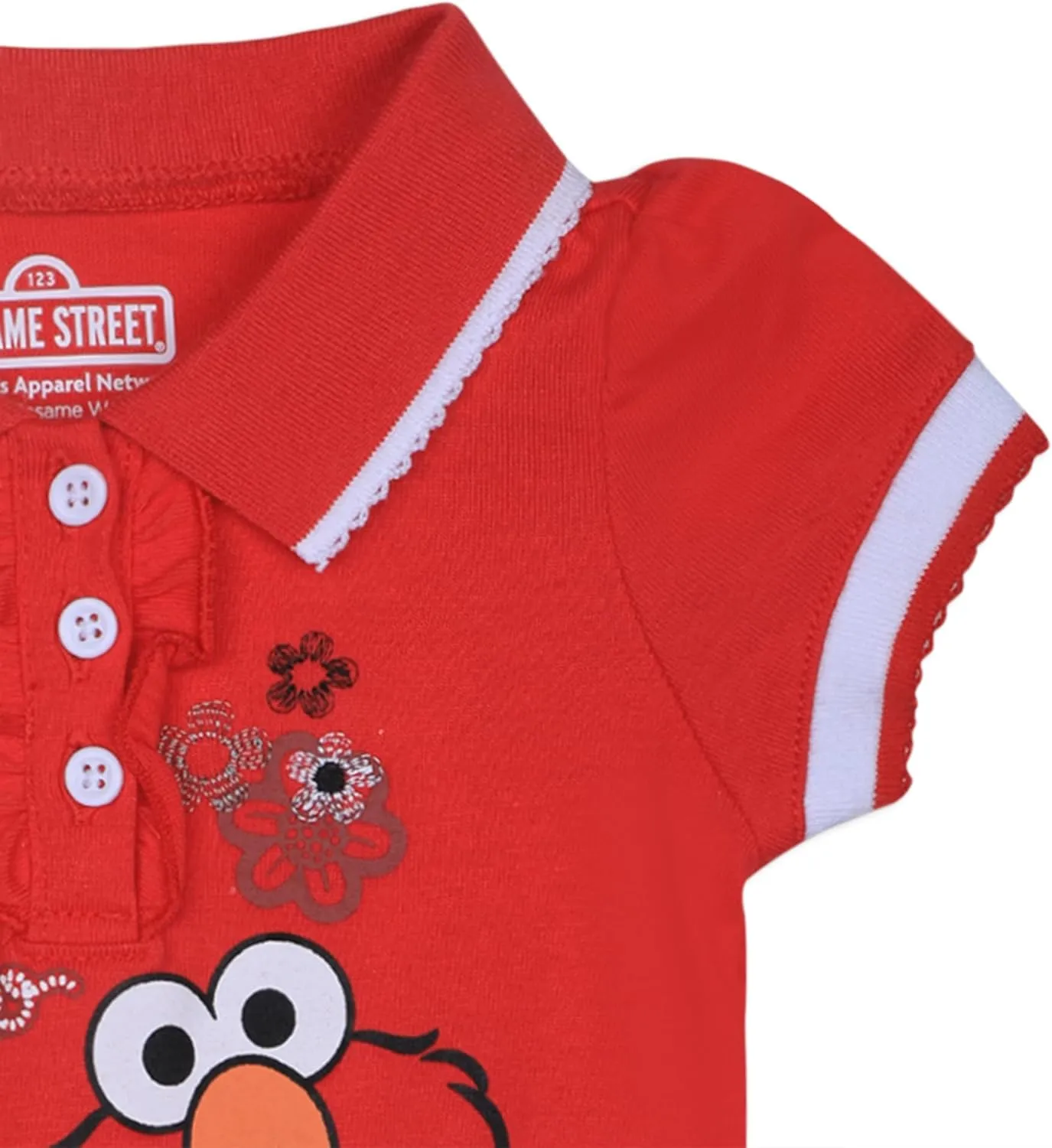Sesame Street Elmo Girls’ Polo Dress for Infant and Toddler – Red/White