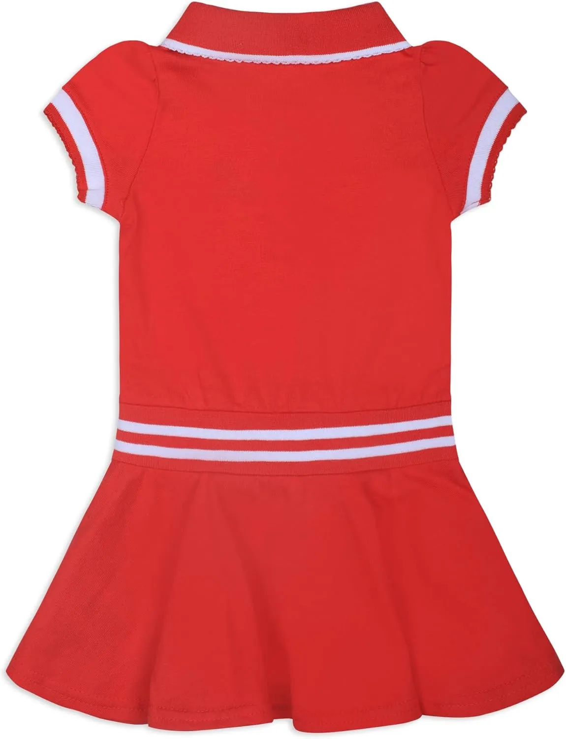 Sesame Street Elmo Girls’ Polo Dress for Infant and Toddler – Red/White