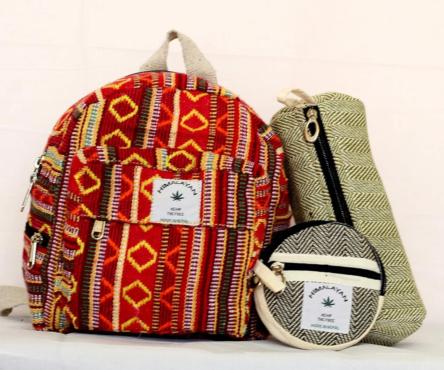 Set Of Mini Backpack   Pen case   Coin Purse Hemp University Light Weight Backpack For Girl (Red),Small Backpack