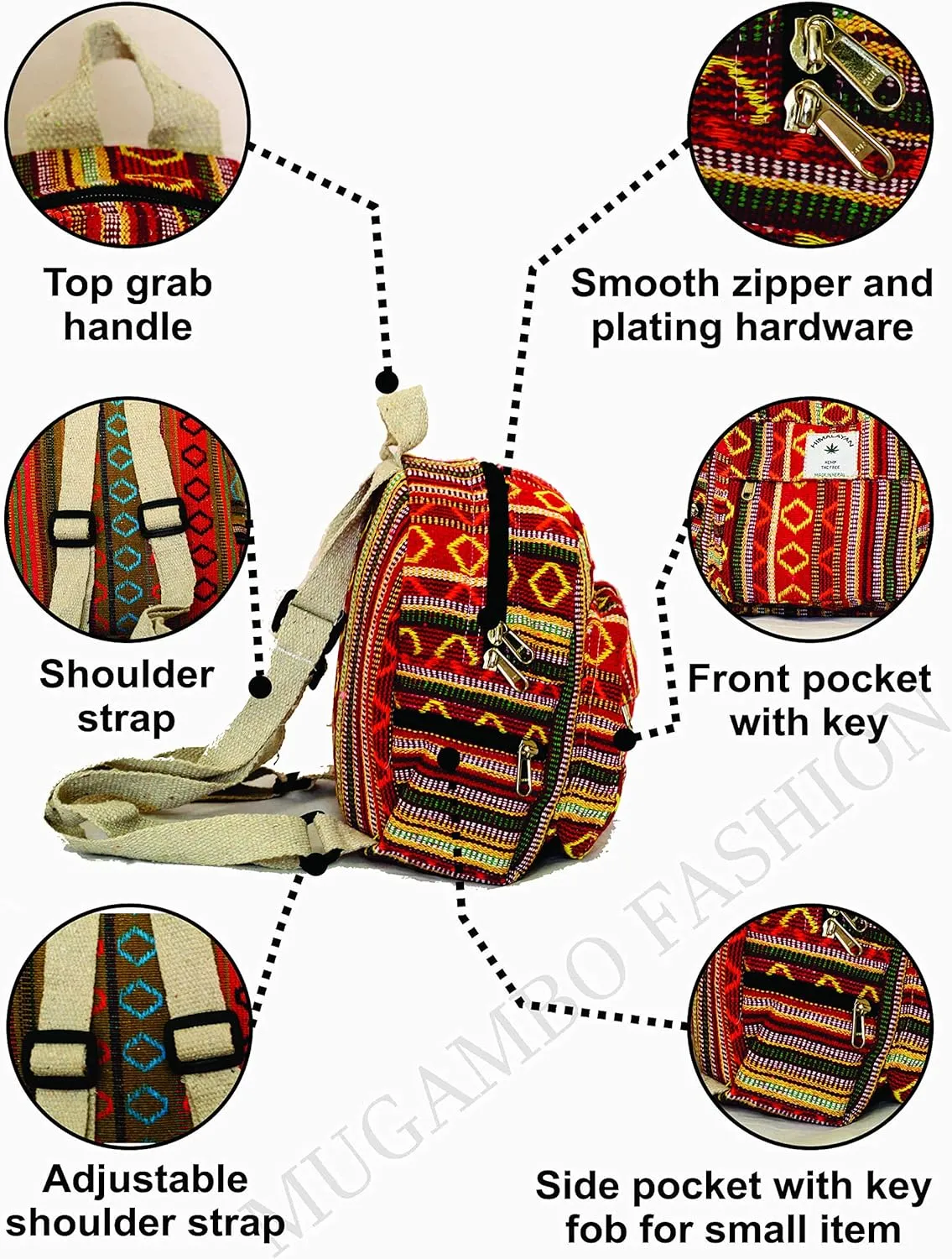 Set Of Mini Backpack   Pen case   Coin Purse Hemp University Light Weight Backpack For Girl (Red),Small Backpack