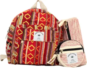 Set Of Mini Backpack   Pen case   Coin Purse Hemp University Light Weight Backpack For Girl (Red),Small Backpack