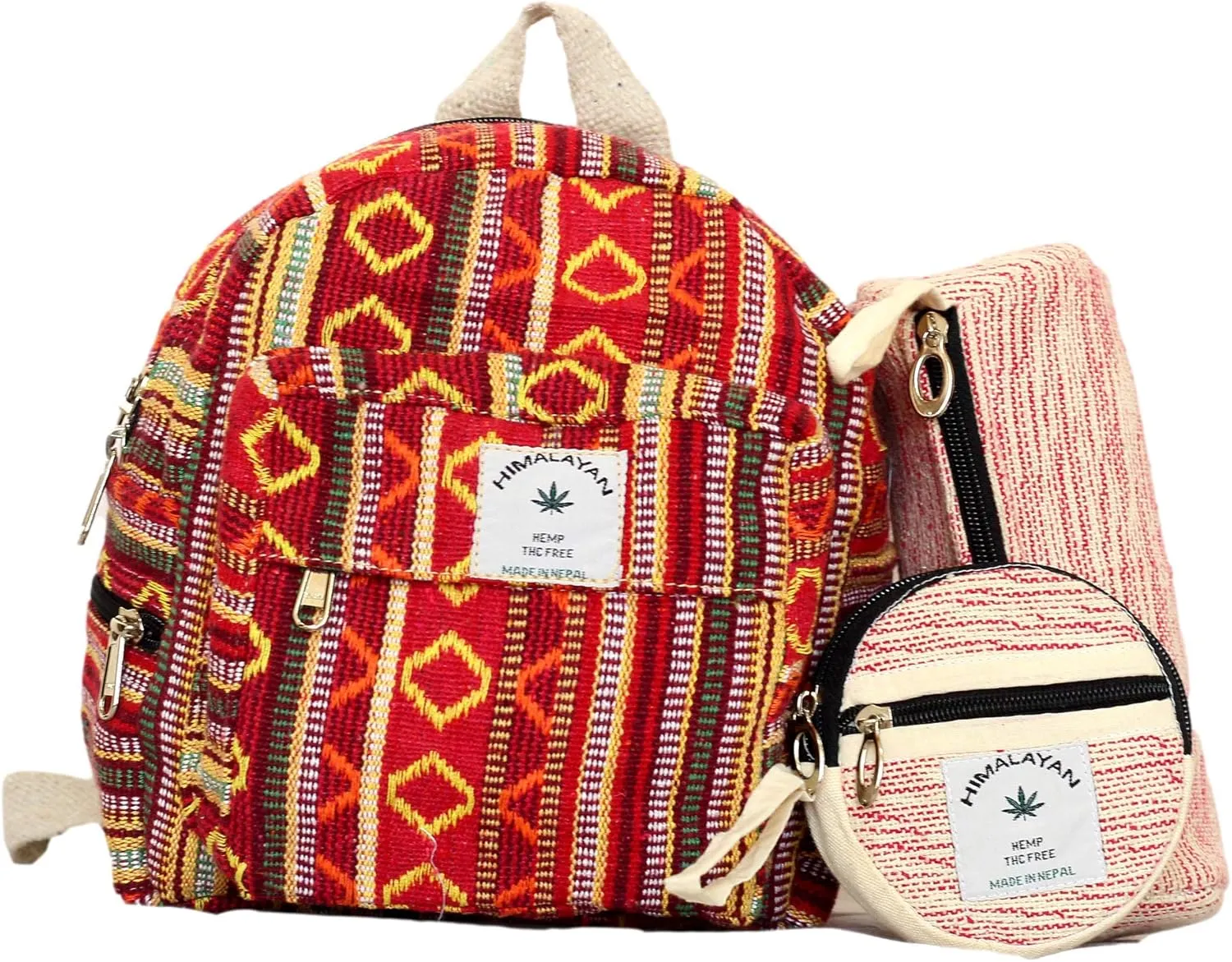 Set Of Mini Backpack   Pen case   Coin Purse Hemp University Light Weight Backpack For Girl (Red),Small Backpack