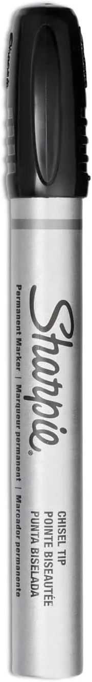 SHARPIE Metal Barrel Permanent Markers, Chisel Tip, Black, 12 Count