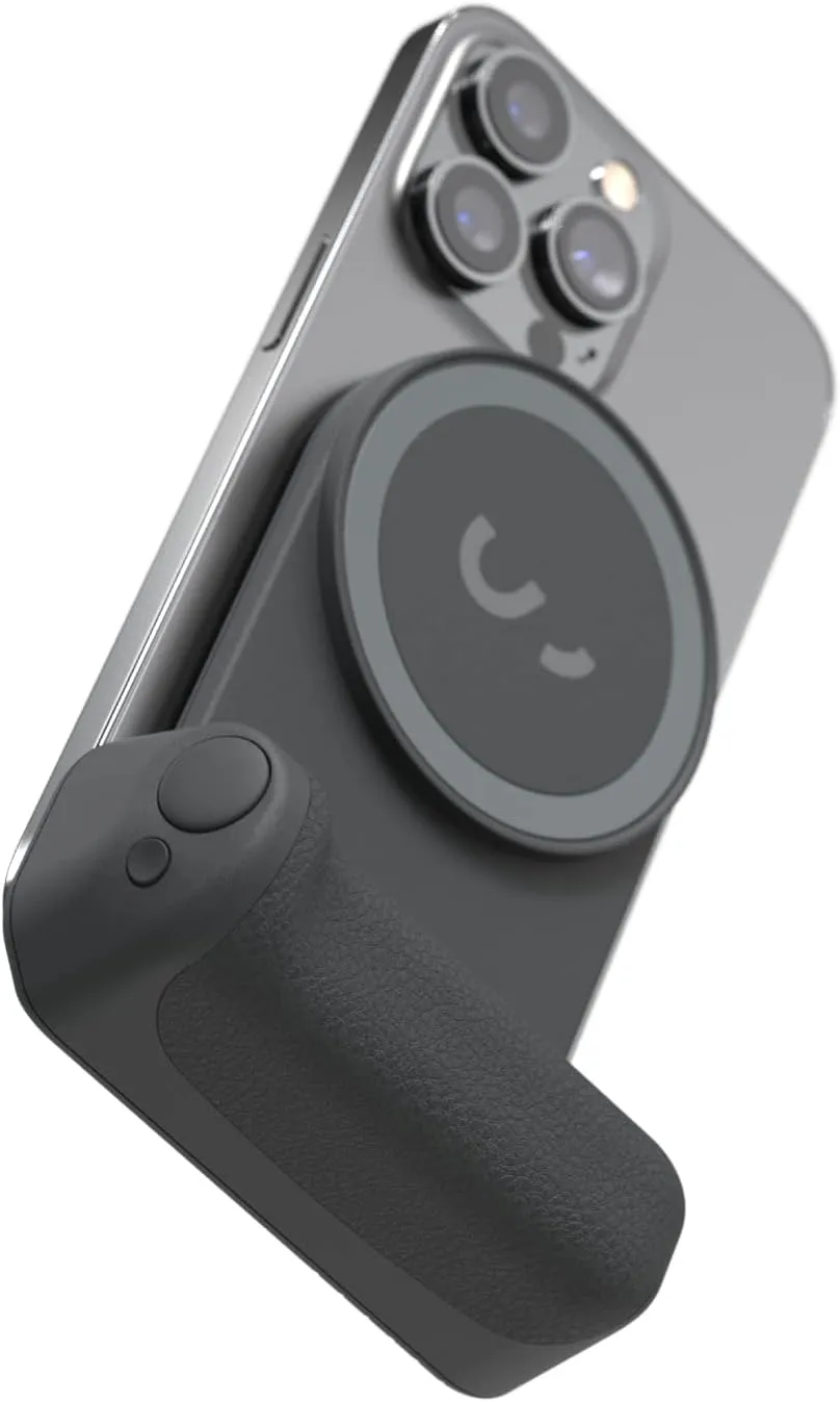 ShiftCam SnapGrip - Mobile Phone Camera Grip with Wireless Shutter Button - Magnetic Mount Snaps on to Any Phone - Built in Powerbank with Qi Wireless Charging - Tabletop Dock | Midnight