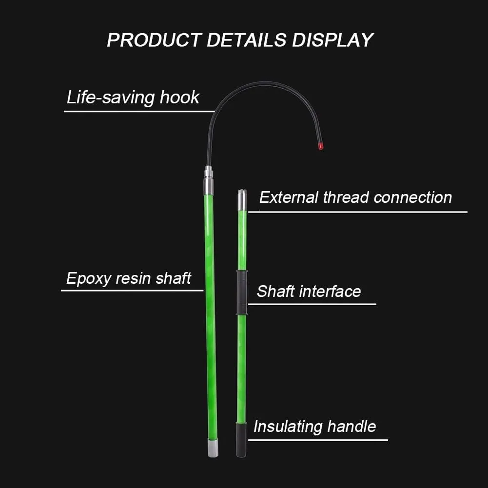 Shockproof Insulated Rescue Hook | Multi-Purpose Safety Pole & Lifesaving Tool for High Voltage, Construction, Automotive & Pool Emergencies | Detachable Arm Extension Reaching Assist(Yellow,1m/3.3ft)