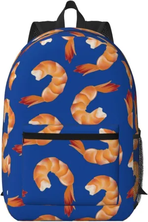 Shrimp Pattern Sea Food Backpack for Worker Business Hiking Travel Shoulders Bag Fashion Backpack