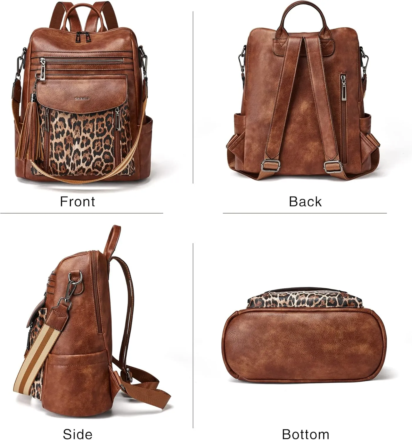 Shrrie Backpack Purse for Women Fashion Leather Backpack Purse Designer Travel Backpack Convertible Shoulder Bag with Wristlet