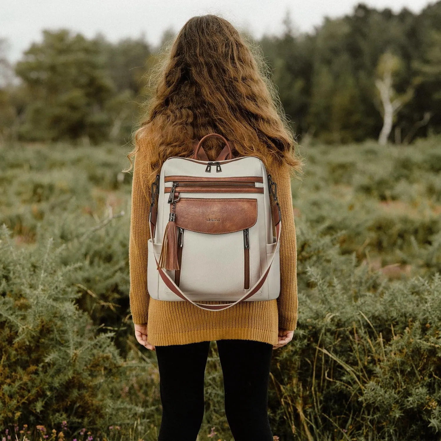 Shrrie Backpack Purse for Women Fashion Leather Backpack Purse Designer Travel Backpack Convertible Shoulder Bag with Wristlet