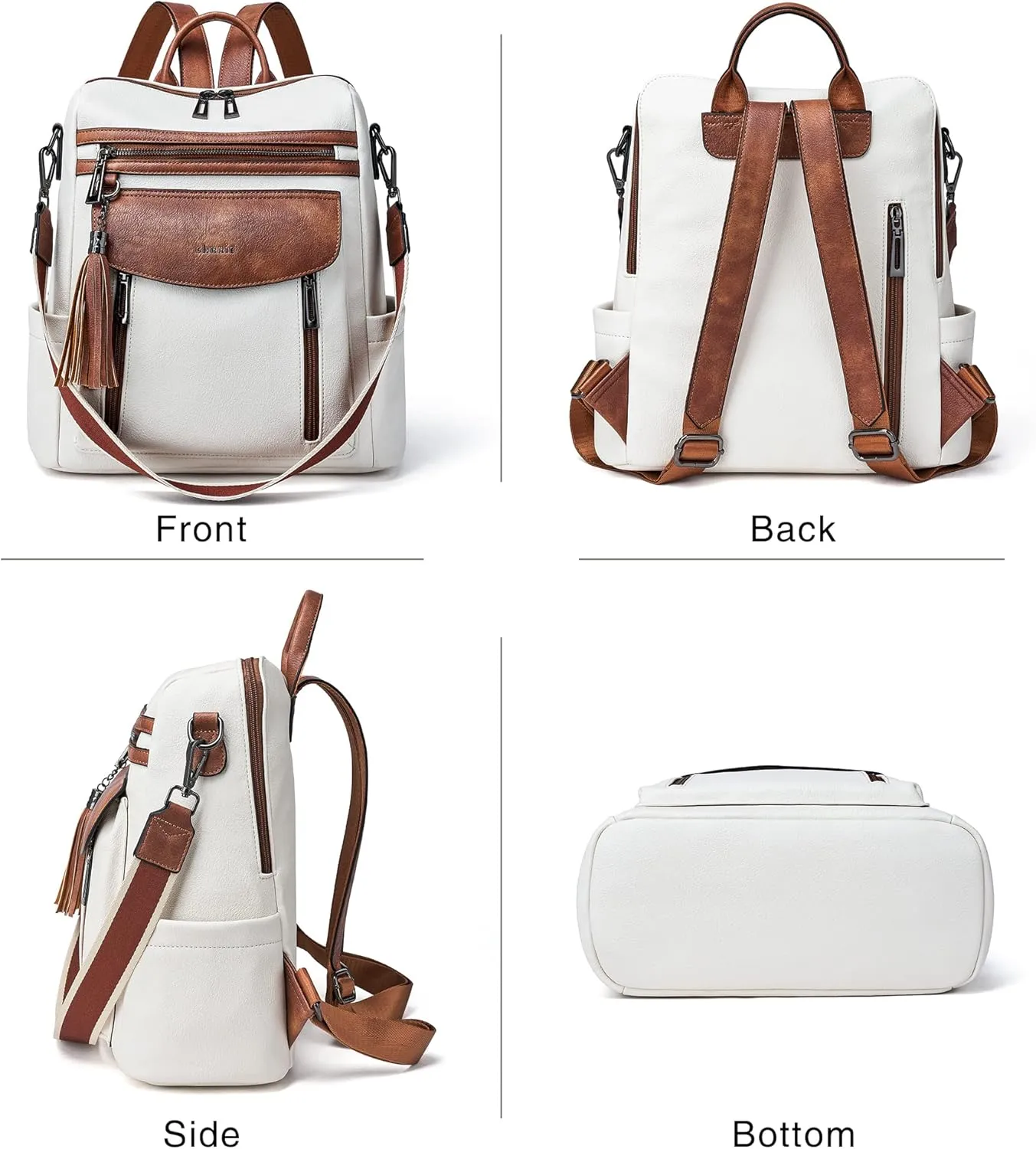 Shrrie Backpack Purse for Women Fashion Leather Backpack Purse Designer Travel Backpack Convertible Shoulder Bag with Wristlet