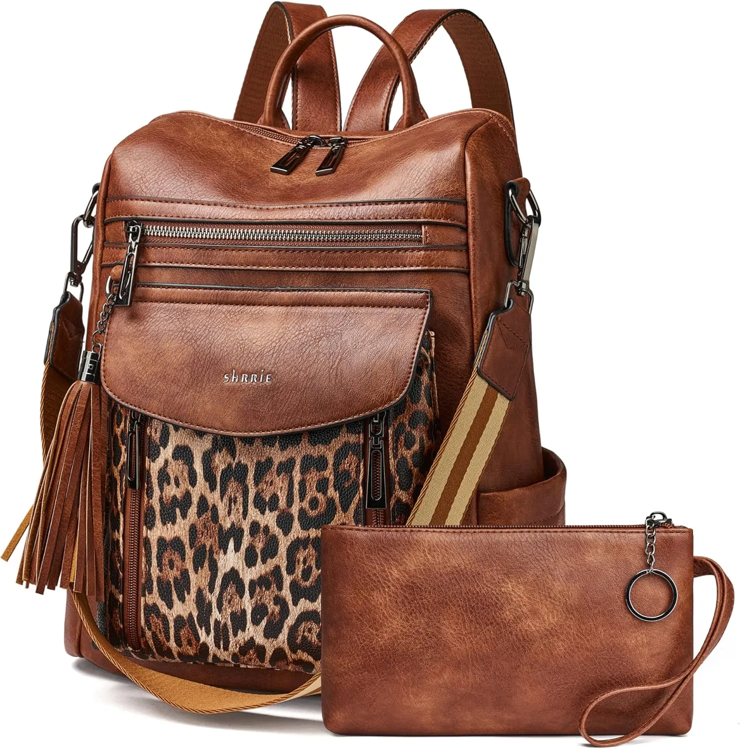 Shrrie Backpack Purse for Women Fashion Leather Backpack Purse Designer Travel Backpack Convertible Shoulder Bag with Wristlet