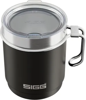 SIGG - Camping Mug with Lid - Double-Wall Insulated - Recycled Stainless Steel - Stackable - Hook Handle - Hiking, 10Oz