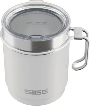 SIGG - Camping Mug with Lid - Double-Wall Insulated - Recycled Stainless Steel - Stackable - Hook Handle - Hiking, 10Oz