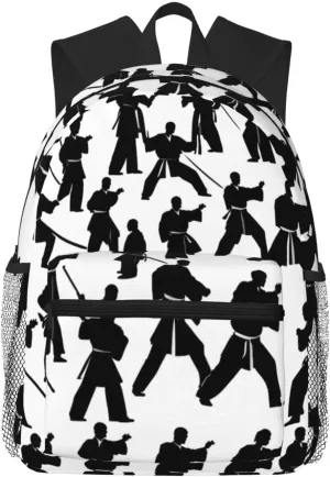 Silhouettes of Martial Arts College Backpack For Women Men,Lightweight Travel Bag Backpack With Pockets