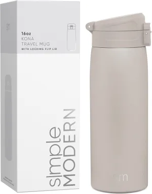 Simple Modern Insulated Thermos Travel Coffee Mug with Snap Flip Lid | Leakproof Reusable Stainless Steel Tumbler Cup | Gifts for Women Men Him Her | Kona Collection | 16oz | Almond Birch