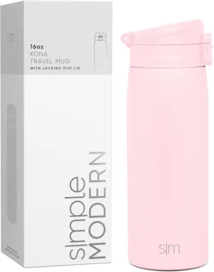 Simple Modern Insulated Thermos Travel Coffee Mug with Snap Flip Lid | Leakproof Reusable Stainless Steel Tumbler Cup | Gifts for Women Men Him Her | Kona Collection | 16oz | Blush
