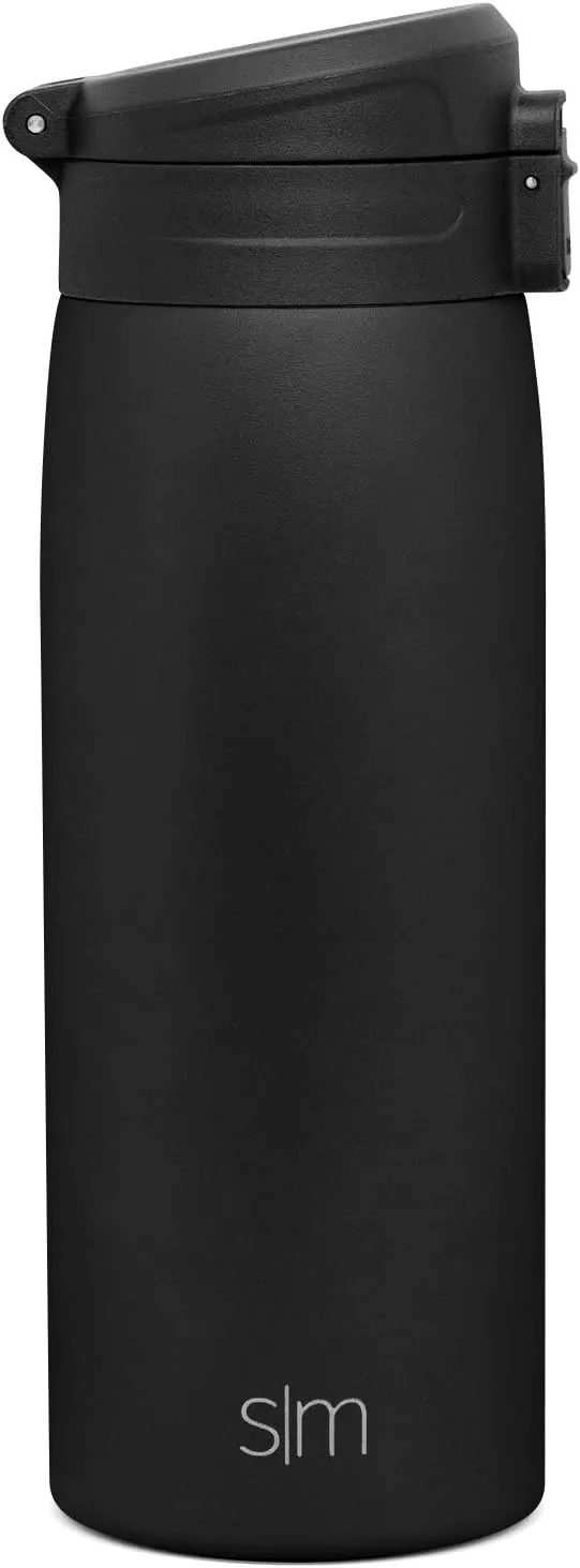 Simple Modern Insulated Thermos Travel Coffee Mug with Snap Flip Lid | Leakproof Reusable Stainless Steel Tumbler Cup | Gifts for Women Men Him Her | Kona Collection | 16oz | Midnight Black