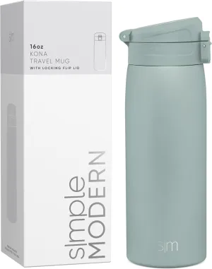 Simple Modern Insulated Thermos Travel Coffee Mug with Snap Flip Lid | Leakproof Reusable Stainless Steel Tumbler Cup | Gifts for Women Men Him Her | Kona Collection | 16oz | Sea Glass Sage