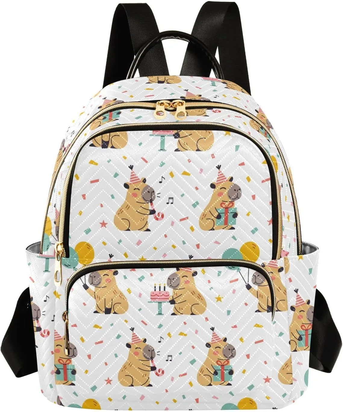 Sinestour Capybara White Women Backpack Purse Large Capacity Casual Daypack Leather Handle Ladies Travel Work Backpack