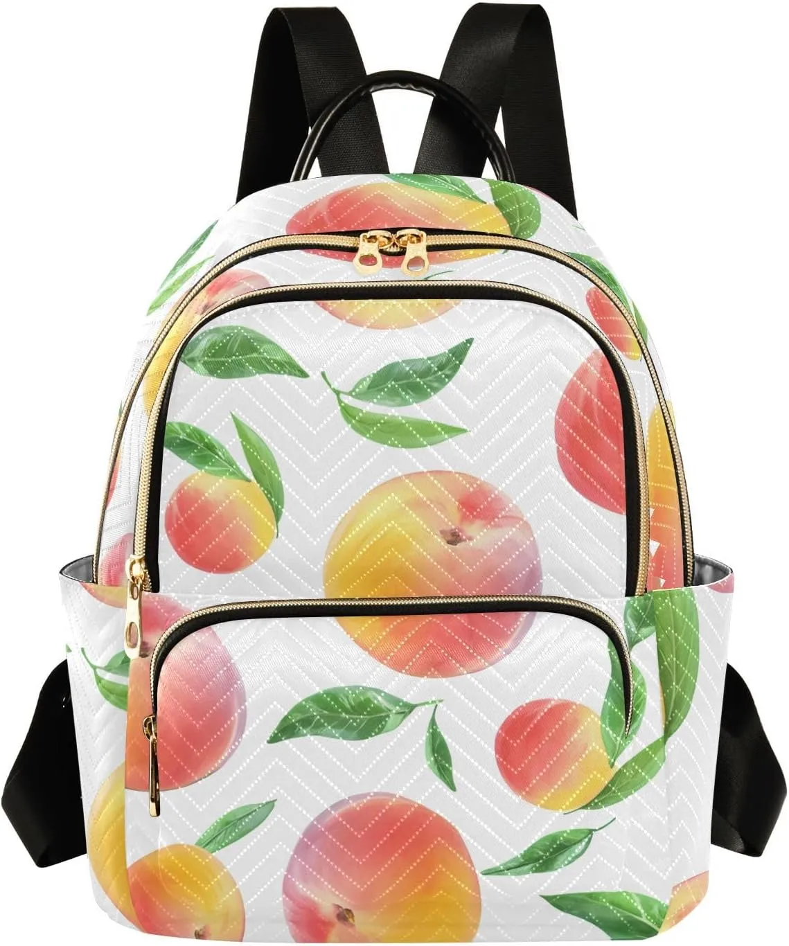 Sinestour White Peach Foliage Women Backpack Purse Large Capacity Casual Daypack Adjustable Strap Travel Work Ladies Backpack