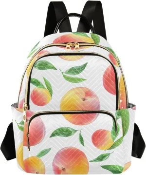 Sinestour White Peach Foliage Women Backpack Purse Large Capacity Casual Daypack Adjustable Strap Travel Work Ladies Backpack