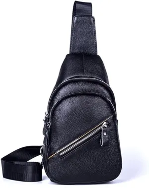 Single Shoulder Crossbody Bag Top Layer Cowhide Small Backpack Chest Bag