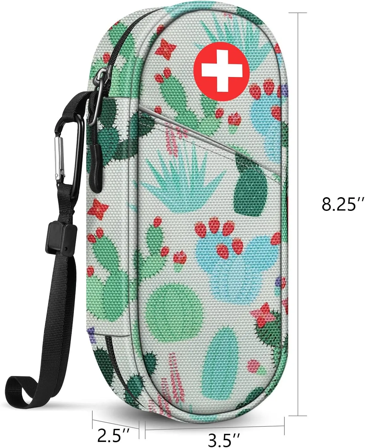 SITHON EpiPen Medical Carrying Case Insulated, Travel Medication Organizer Bag Emergency Medical Pouch Holds 2 EpiPens, Asthma Inhaler, Anti-Histamine, Auvi-Q, Allergy Medicine Essentials, Cactus