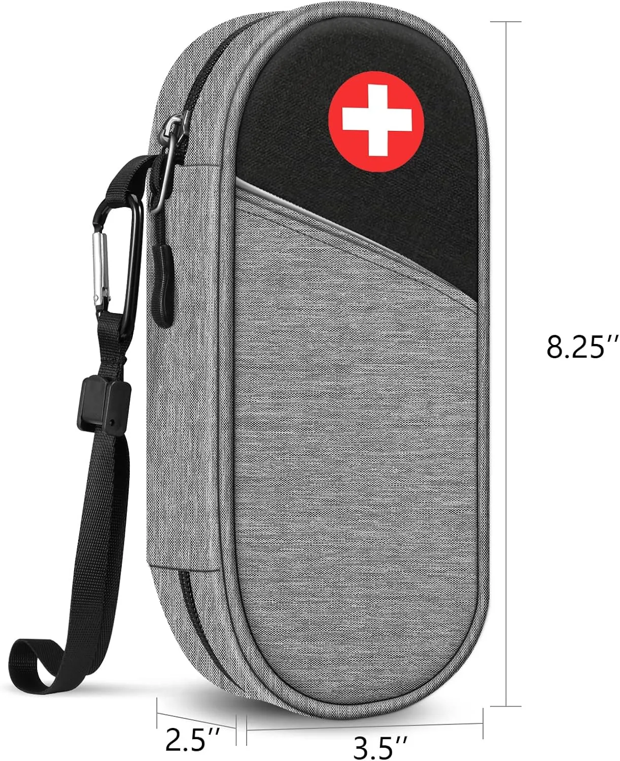 SITHON EpiPen Medical Carrying Case Insulated, Travel Medication Organizer Bag Emergency Medical Pouch Holds 2 EpiPens, Asthma Inhaler, Anti-Histamine, Auvi-Q, Allergy Medicine Essentials, Gray/Black