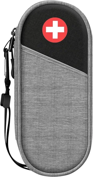 SITHON EpiPen Medical Carrying Case Insulated, Travel Medication Organizer Bag Emergency Medical Pouch Holds 2 EpiPens, Asthma Inhaler, Anti-Histamine, Auvi-Q, Allergy Medicine Essentials, Gray/Black