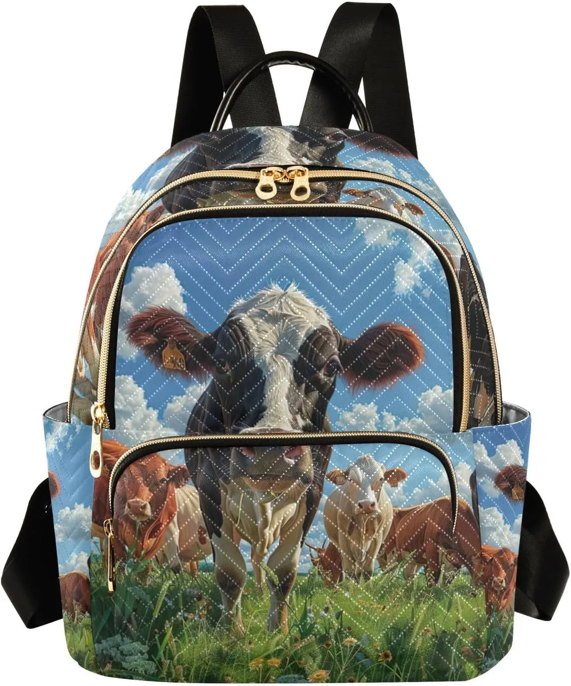 Small Backpack Purse for Women, Cow on Grassland Shoulder Bag Lightweight Daypack for Travel Work Casual