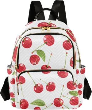 Small Backpack Purse for Women, Fresh Cherries Small Refreshing Style Travel Bag Casual Daypack Shoulder Bag