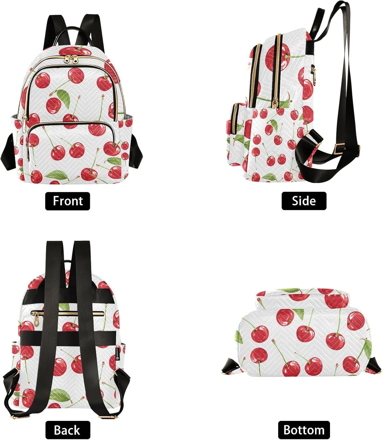 Small Backpack Purse for Women, Fresh Cherries Small Refreshing Style Travel Bag Casual Daypack Shoulder Bag