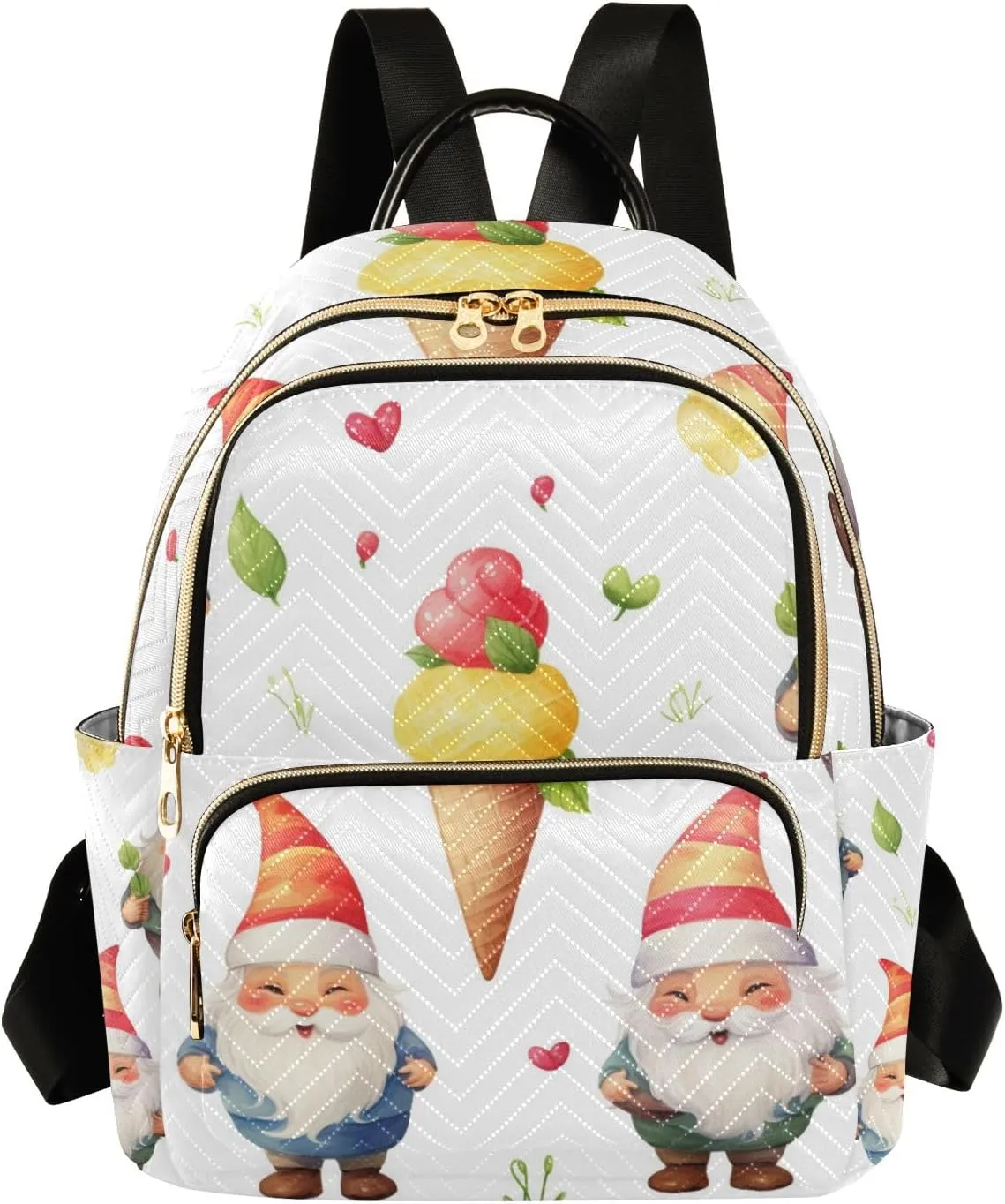 Small Backpack Purse for Women, Ice Cream Dwarf Travel Bag Casual Daypack Shoulder Bag