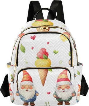 Small Backpack Purse for Women, Ice Cream Dwarf Travel Bag Casual Daypack Shoulder Bag